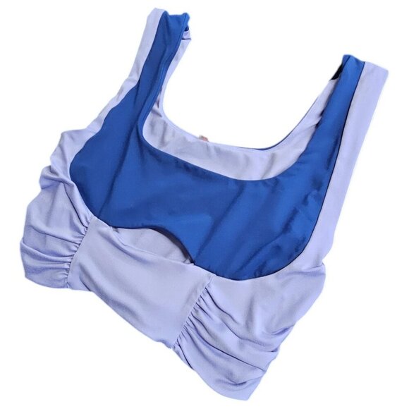 Free People Movement Cut Out Front Cropped Ruched Sports Top, Purple Size Large - Picture 5 of 7